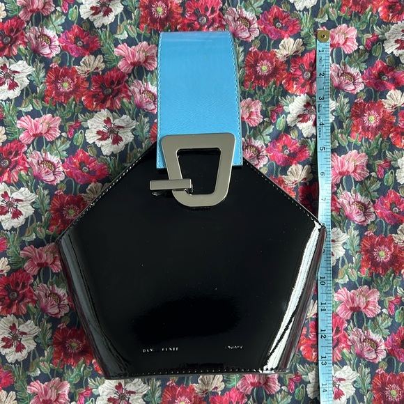 Patent Blue & Black Danse Lente London Johnny Bag - Picture 6 of 11